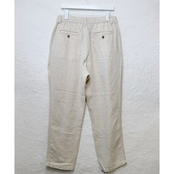 CARIBBEAN 100% Linen Relaxed Fit Pants Drawstring Natural Flax Beige Mens 36x32 - Picture 4 of 9